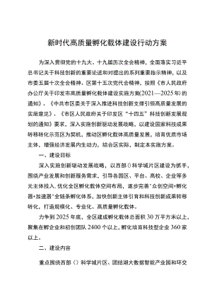 新时代高质量孵化载体建设行动方案.docx