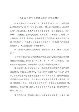 XX国企党支部党建工作经验交流材料.docx