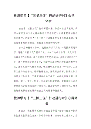 教师学习【“三抓三促”行动进行时】心得体会参考范文(3篇).docx