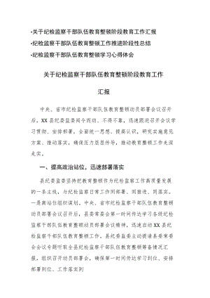2023年纪检监察干部队伍教育整顿阶段教育工作汇报、总结、心得体会范文3篇.docx