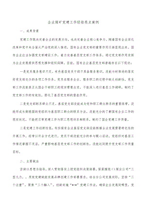 企业煤矿党建工作经验亮点案例.docx