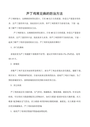芦丁鸡常见病的防治方法.docx