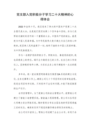 党支部入党积极分子学习二十大精神的心得体会.docx