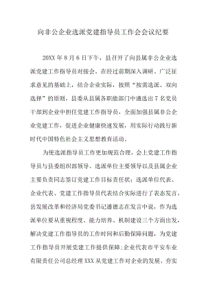 向非公企业选派党建指导员工作会会议纪要.docx