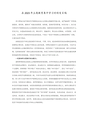 （2篇）在2023年主题教育集中学习时的发言稿.docx