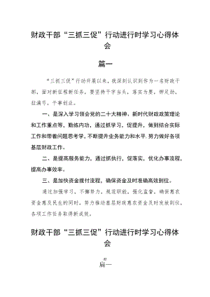 财政干部“三抓三促”行动进行时学习心得体会三篇.docx
