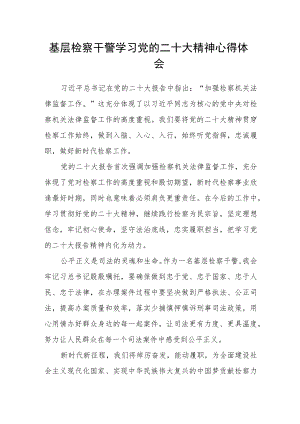 基层检察干警学习党的二十大精神心得体会.docx