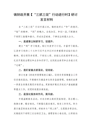 镇财政开展【“三抓三促”行动进行时】研讨发言材料.docx