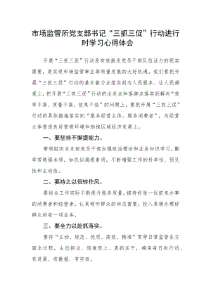 市场监管所党支部书记“三抓三促”行动进行时学习心得体会.docx