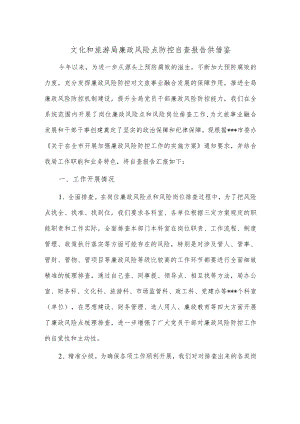 文化和旅游局廉政风险点防控自查报告供借鉴.docx