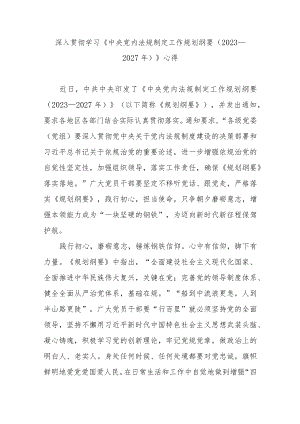 深入贯彻学习《中央党内法规制定工作规划纲要（2023－2027年）》心得3篇.docx