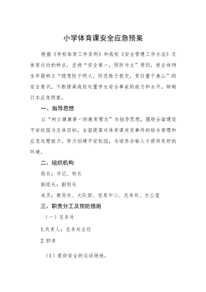 小学体育课安全应急预案.docx