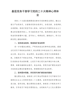 基层党务干部学习党的二十大精神心得体会.docx