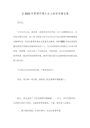 在2023年营商环境大会上的讲话稿2篇.docx