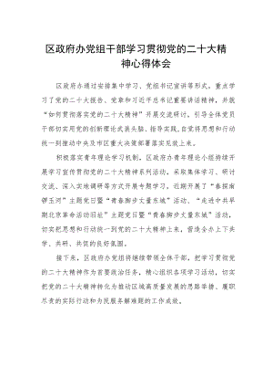 区政府办党组干部学习贯彻党的二十大精神心得体会.docx