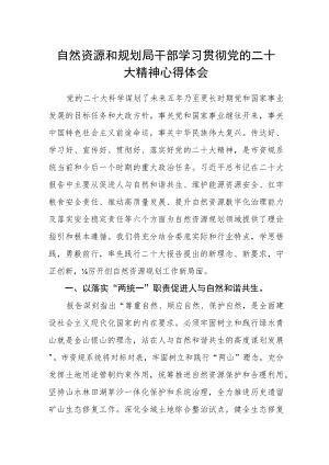 自然资源和规划局干部学习贯彻党的二十大精神心得体会.docx
