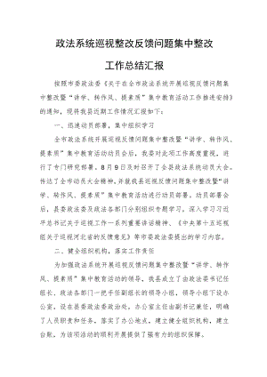 政法系统巡视整改反馈问题集中整改工作总结汇报.docx