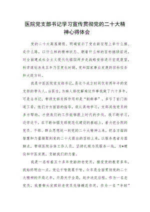 医院党支部书记学习宣传贯彻党的二十大精神心得体会.docx