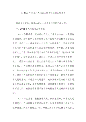 在2023年全县人大代表工作会议上的汇报发言.docx