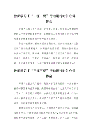 教师学习“三抓三促”行动进行时心得体会通用3篇.docx