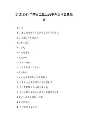 街道2023年突发卫生公共事件总体应急预案.docx