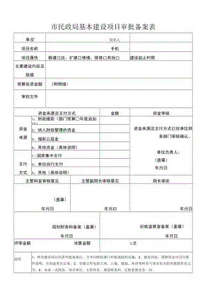 市民政局基本建设项目审批备案表.docx