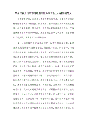 某主任在党员干部违纪违法案件学习会上的发言稿范文.docx