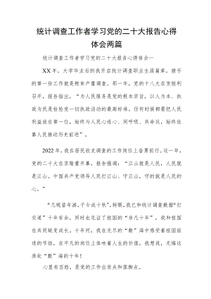 统计调查工作者学习党的二十大报告心得体会两篇.docx