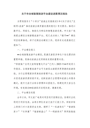 关于市全域智慧旅游平台建设进展情况报告.docx