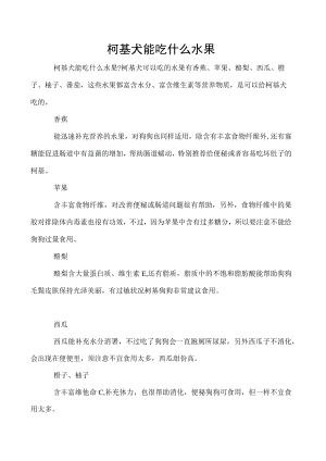 柯基犬能吃什么水果.docx