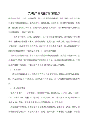 柴鸡产蛋期的管理要点.docx