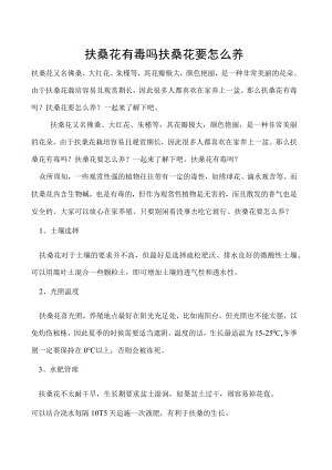 扶桑花有毒吗扶桑花要怎么养.docx