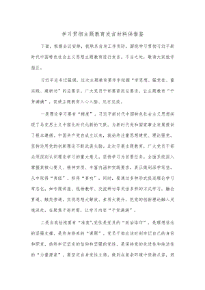 学习贯彻主题教育发言材料供借鉴.docx