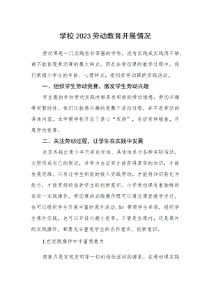 学校2023劳动教育开展情况.docx