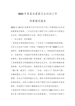 2023年某县在爱国卫生运动工作进展情况报告.docx