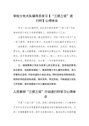 （共三篇）学校少先大队辅导员学习【“三抓三促”进行时】心得体会.docx