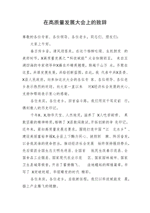 在高质量发展大会上的致辞.docx