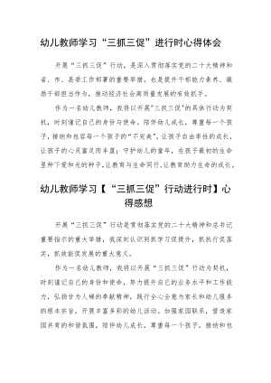 （共三篇）幼儿教师学习“三抓三促”进行时心得体会.docx