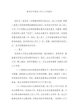 某单位年度选人用人工作报告.docx