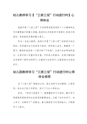 （共三篇）幼儿教师学习【“三抓三促”行动进行时】心得体会.docx
