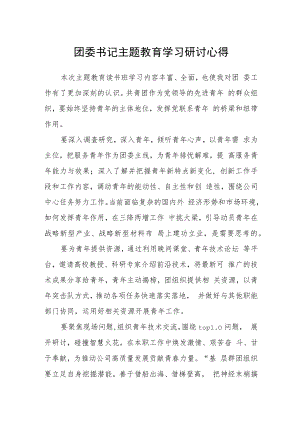 团委书记主题教育学习研讨心得范文（参考三篇）.docx