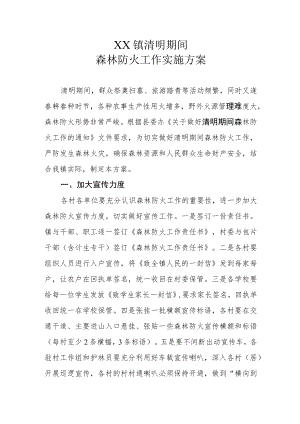 XX镇清明期间森林防火工作实施方案.docx