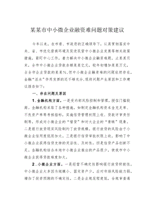 某某市中小微企业融资难问题对策建议.docx