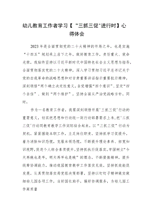 （共三篇）幼儿教育工作者学习【“三抓三促”进行时】心得体会.docx