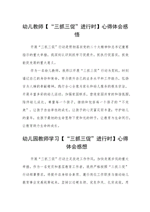 （共三篇）幼儿教师【“三抓三促”进行时】心得体会感悟.docx