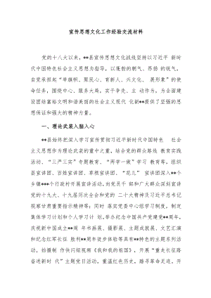 宣传思想文化工作经验交流材料.docx
