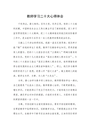 （共三篇）教师学习二十大心得体会范文.docx