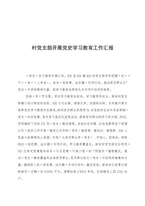 村党支部开展党史学习教育工作汇报.docx