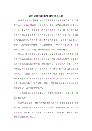 交通运输执法安全自查情况汇报.docx