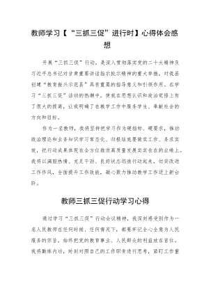 （共三篇）教师学习【“三抓三促”进行时】心得体会感想范文.docx